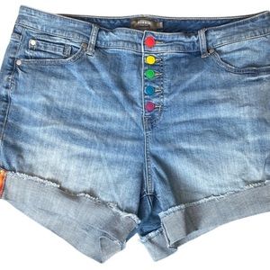 Torrid Pride Rainbow Denim Shorts Size 16